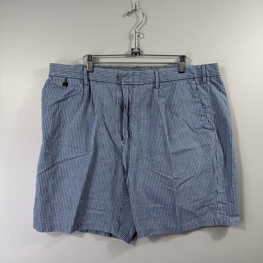 Wallace & Barnes Shorts Mens 38 Blue Striped Chino Canvas Casual Zip Fly
